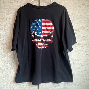 Diesel Life Black T-Shirt USA Flag Skull Graphic Sz 3XL Punisher Red White Blue